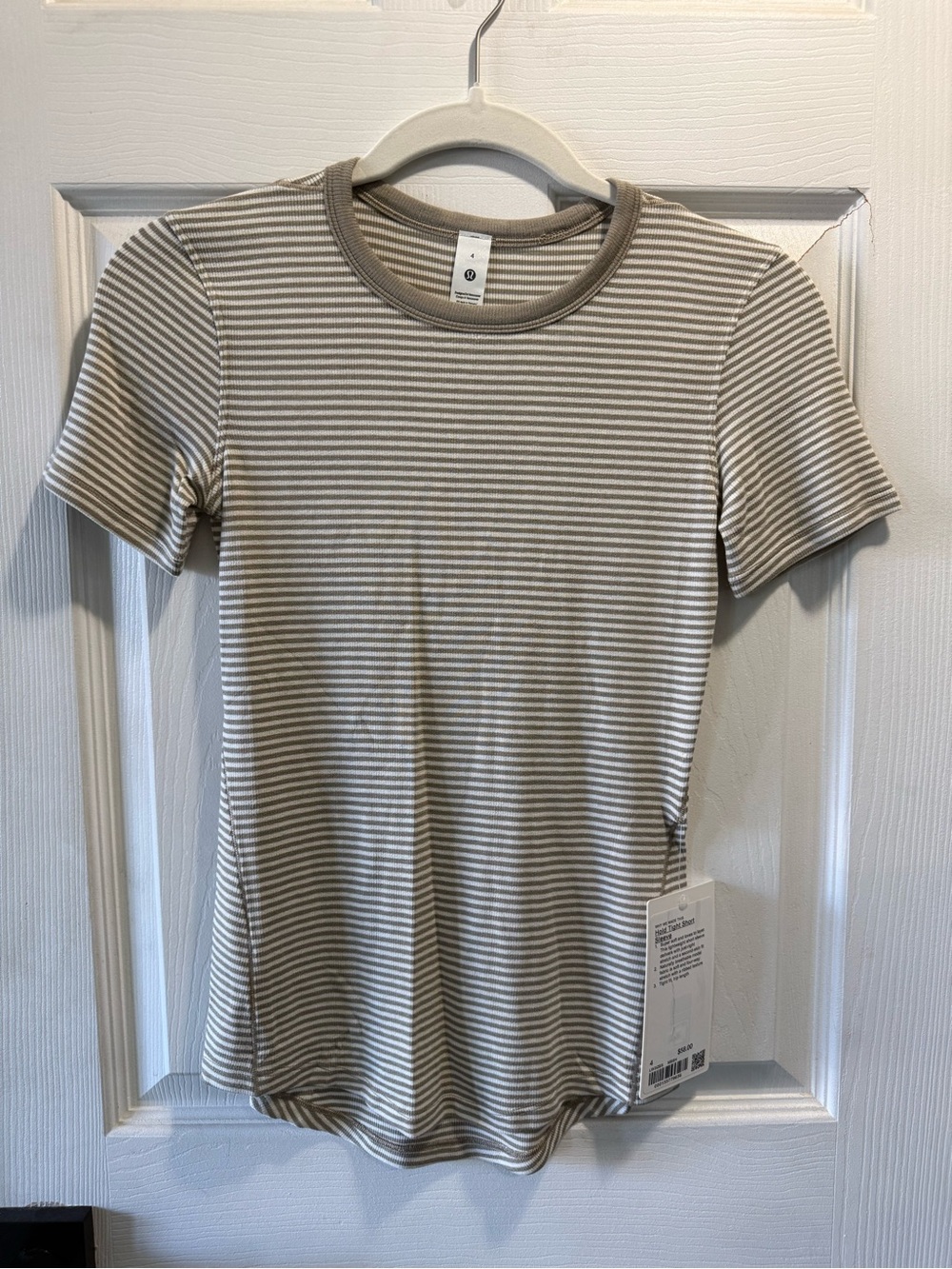 NWT lululemon Hold Tight Short Sleeve Striped Shirt Size 4